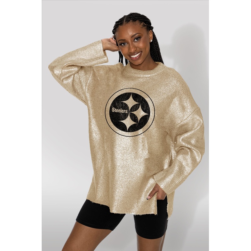 PITTSBURGH STEELERS Shine Down Oversized Metallic Sweater