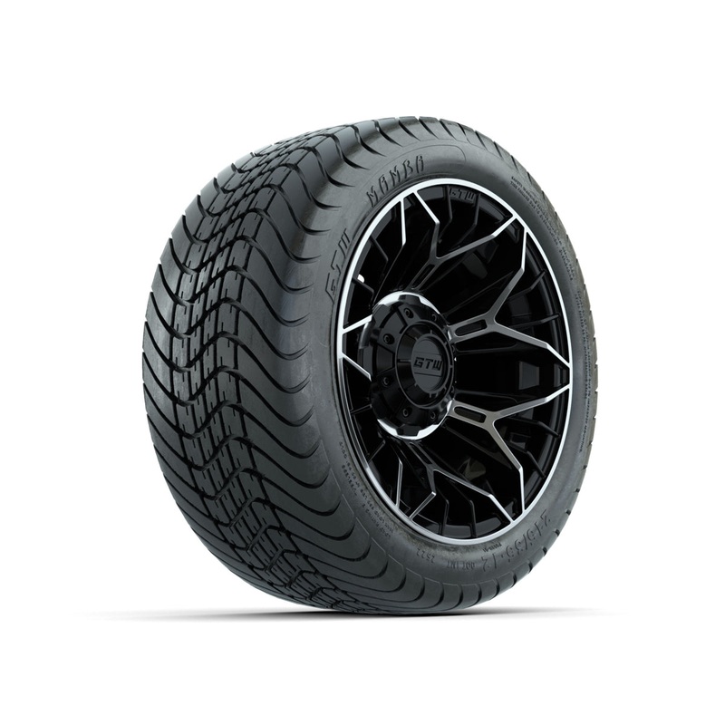 Set of (4) 12 in GTW Stellar Machined & Black Wheels with 215/35-12 Mamba Street Tires PN# A19-768