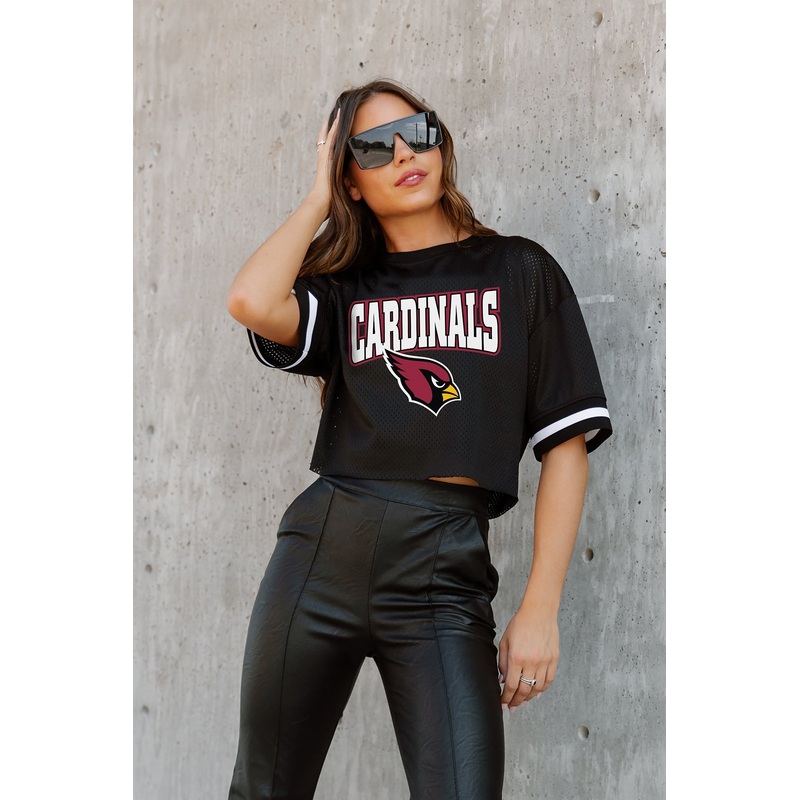 ARIZONA CARDINALS Automatic Down Lightweight Striped Sleeve Top