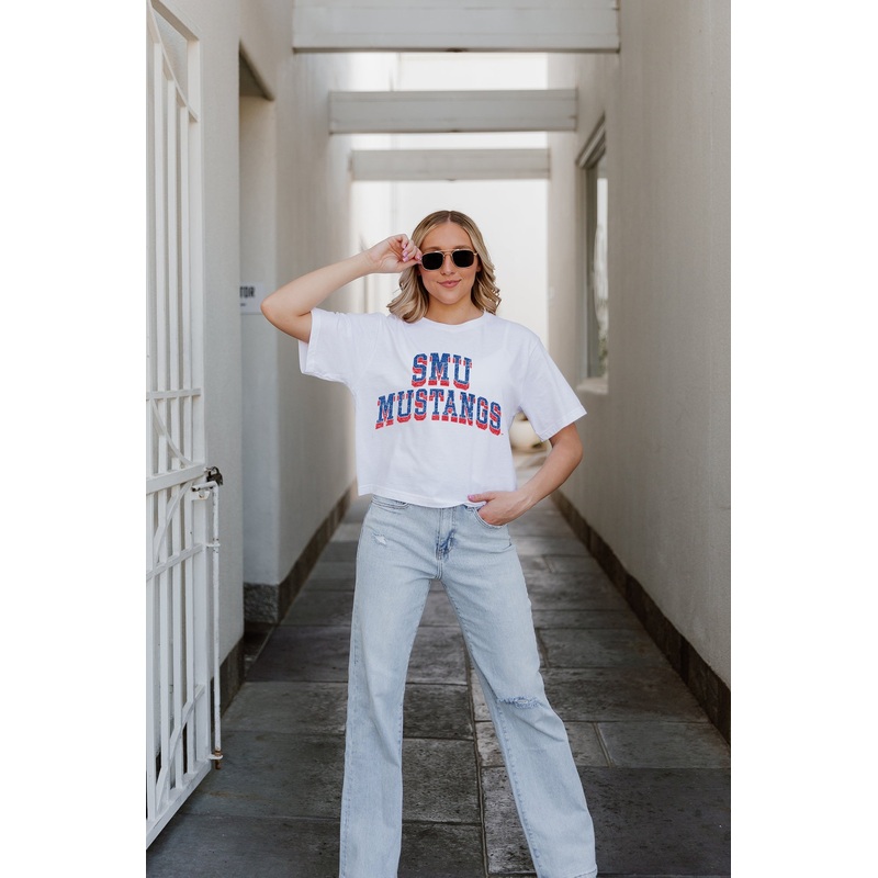 SMU MUSTANGS Claim To Fame Boxy-Fit Crop Tee