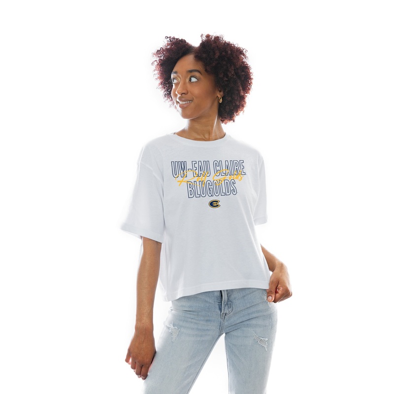 WISCONSIN-EAU CLAIRE BLUGOLDS Keep Playing Boxy-Fit Crop Tee