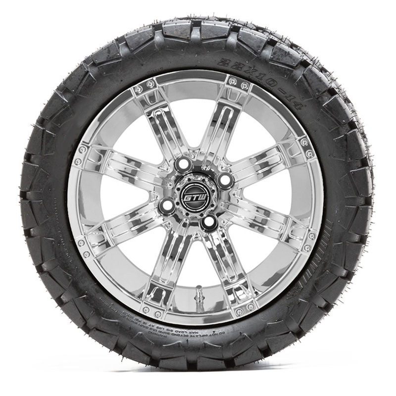 14 GTW Tempest Chrome Wheels with 22 Timberwolf Mud Tires  Set of 4 PN# A19-401