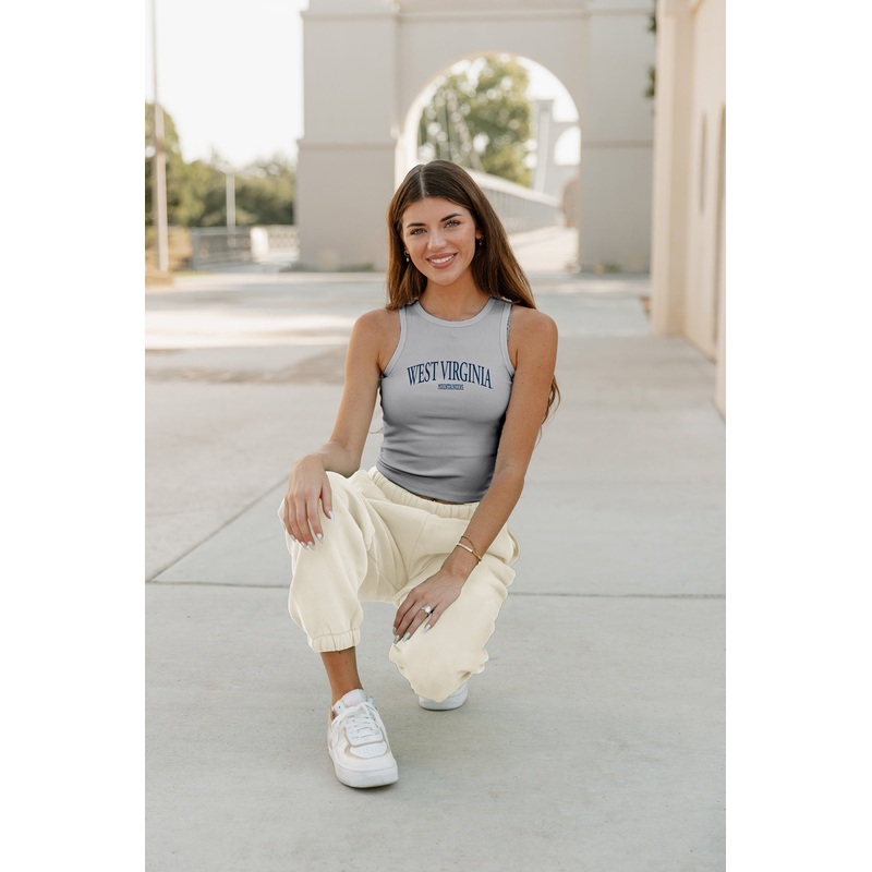 WEST VIRGINIA MOUNTAINEERS Play The Field Ribbed Crop Tank By Madi Prewett Troutt