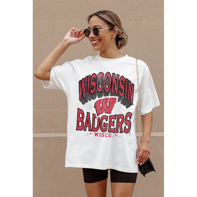 WISCONSIN BADGERS Shakedown Oversized Crewneck Tee