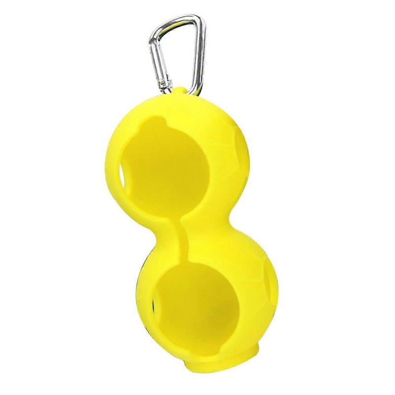 Golf Glove Holder Silicone Ball Holder Dual Ball Storage Protection Carrier with Hook Yellow Rectangular with Rounded Edges -On 1Set