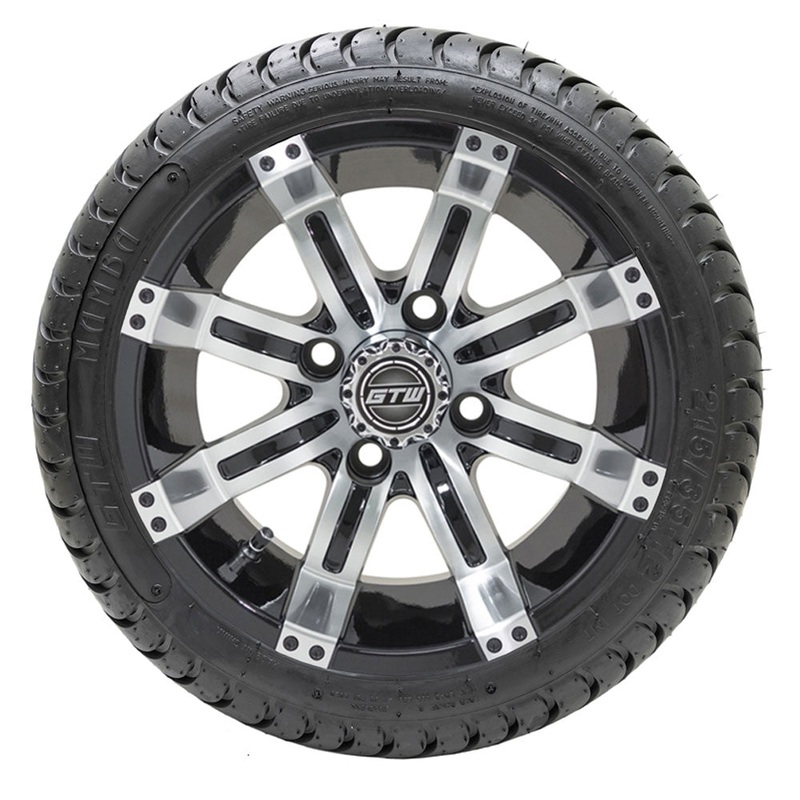 12 GTW Tempest Black and Machined Wheels with 18 Mamba Street Tires  Set of 4 PN# A19-358