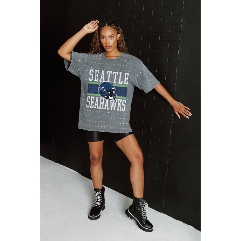 SEATTLE SEAHAWKS On The Ball Mini Rhinestone Tee
