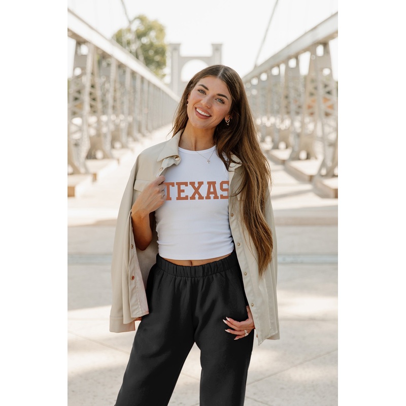 TEXAS LONGHORNS Weekend Goals Ribbed Crop Tank By Madi Prewett Troutt