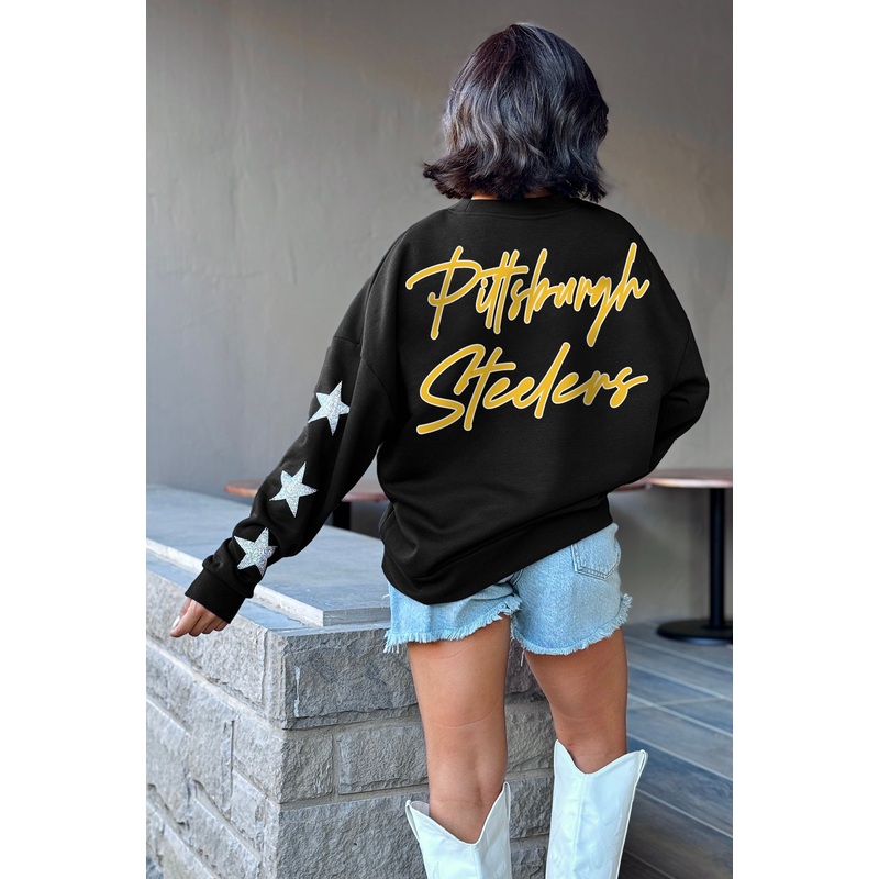 PITTSBURGH STEELERS Radiant Energy Star-Sleeve Crewneck Pullover