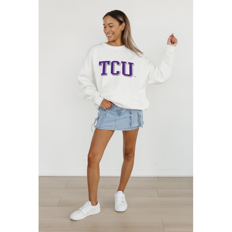 TCU HORNED FROGS All-Star Appeal Fleece Crew Pullover By Madi Prewett Troutt