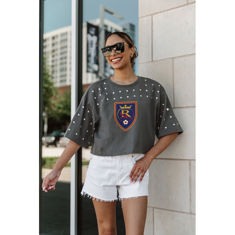 REAL SALT LAKE Making Moves Rhinestone Crop Tee With Yoke
