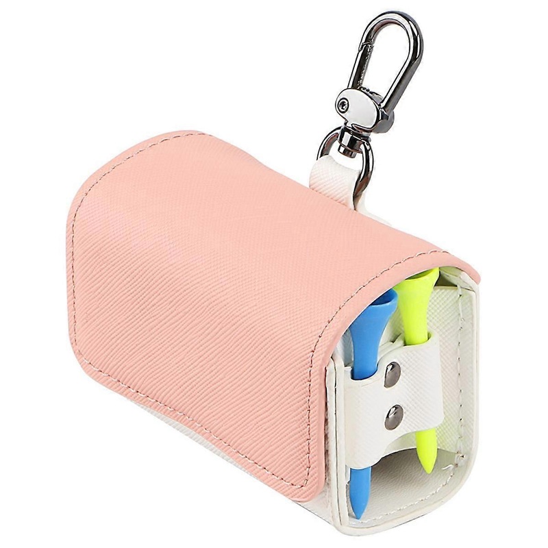 Golf Ball Bag Pouch Color-Blocked Golf Tees Bag Pouch Holder Magnetic Metal Hangings Buckle for 2 Golf Balls Pink