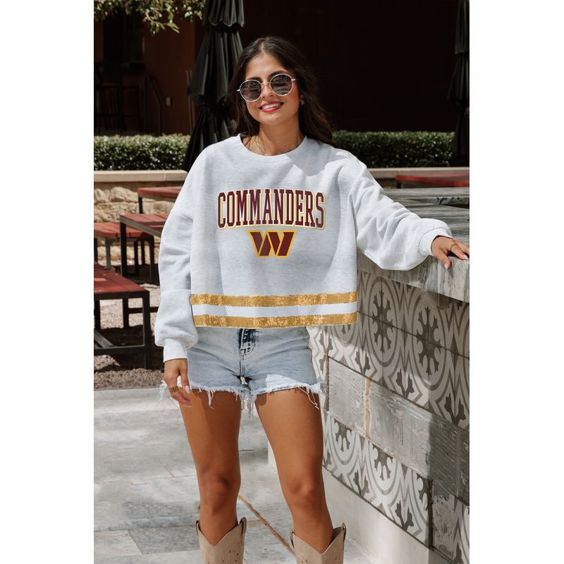 WASHINGTON COMMANDERS Pass The Shine Long-Sleeve Metallic-Stripe Top