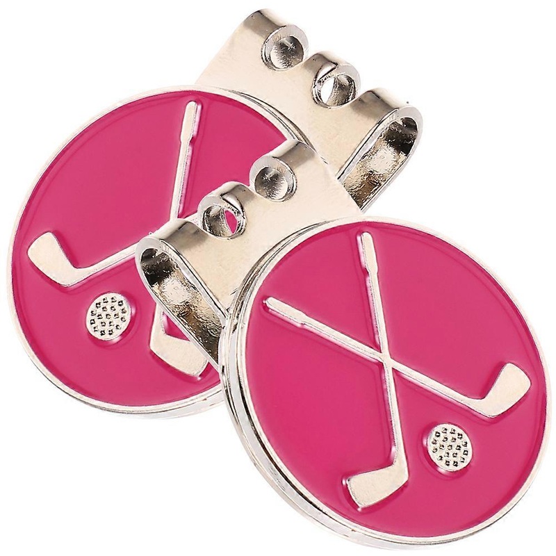 Golf Hat Clip Adornment Metal Golf Ball Marker Rosy Zinc Alloy 2Set