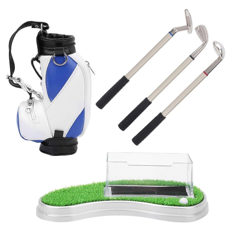 Mini Desktop Golf Bag Pen Holder with Golf Pens Business Card Box Base Souvenir Set Gift