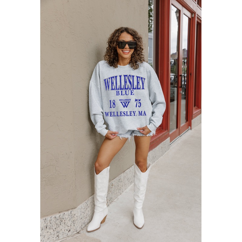 WELLESLEY BLUE Allegiance Fleece Drop-Shoulder Pullover