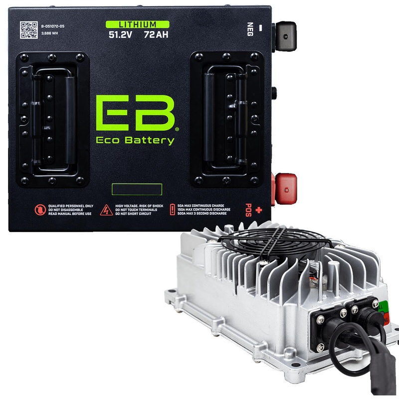 51V 72AH Eco LifePo4 Lithium Battery Kit with 15A Charger  Cube Style Battery PN# 25-151