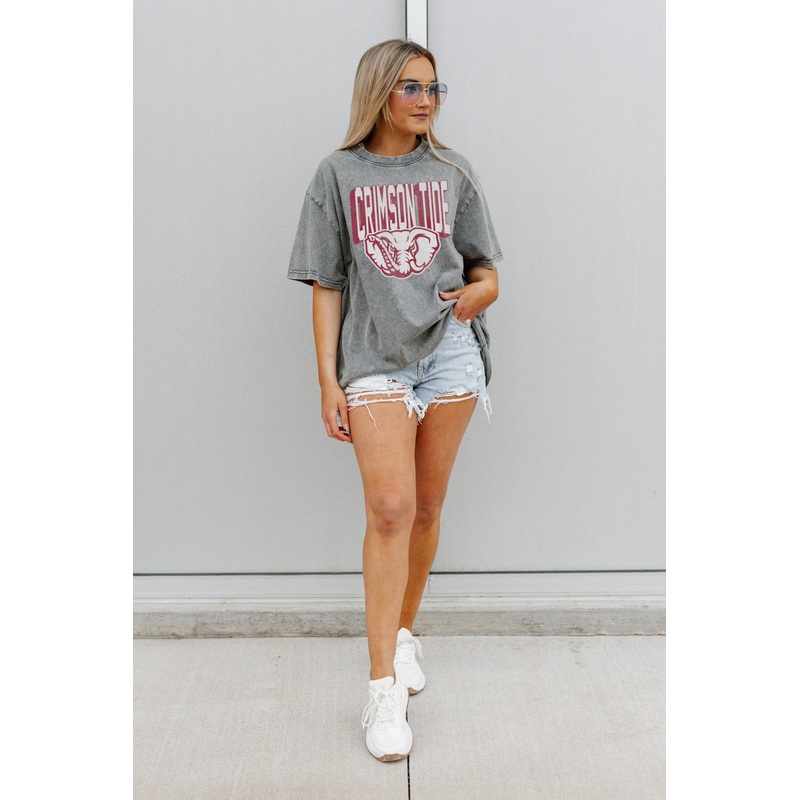 ALABAMA CRIMSON TIDE SOLID DEFENSE OVERSIZED CREWNECK TEE