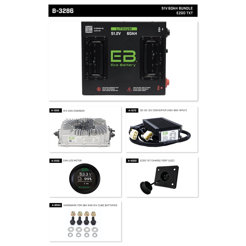 EZGO TXT Eco Lithium 51V 60Ah Battery Bundle – Cube