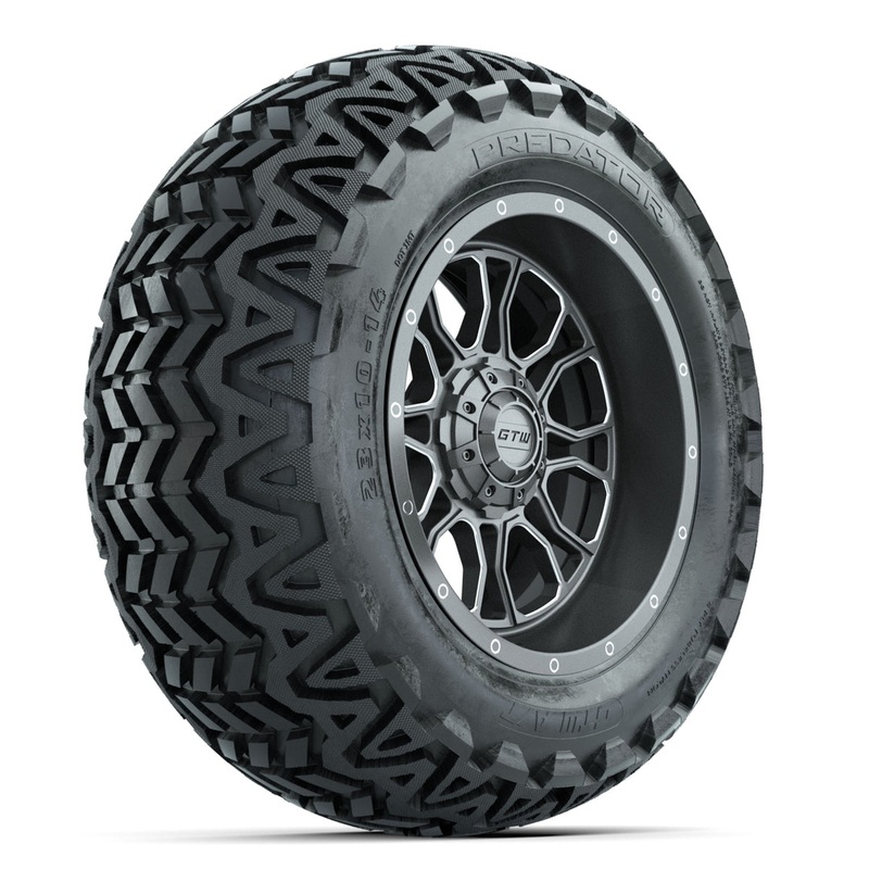 Set of (4) 14 in GTW Volt Gunmetal Wheels with 23×10-14 Predator All-Terrain Tires PN# A19-817