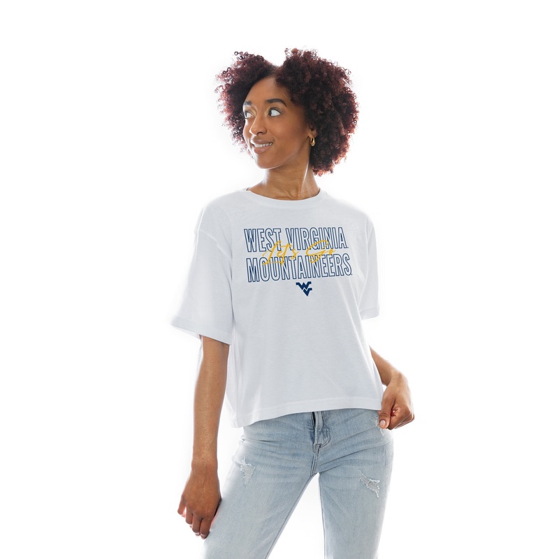 WEST VIRGINIA MOUNTAINEERS Keep Playing Boxy-Fit Crop Tee