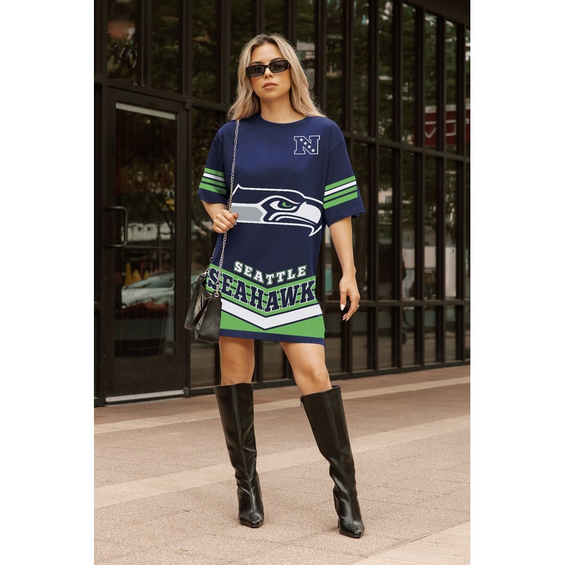 SEATTLE SEAHAWKS PERFECT SCORE RETRO T-SHIRT DRESS