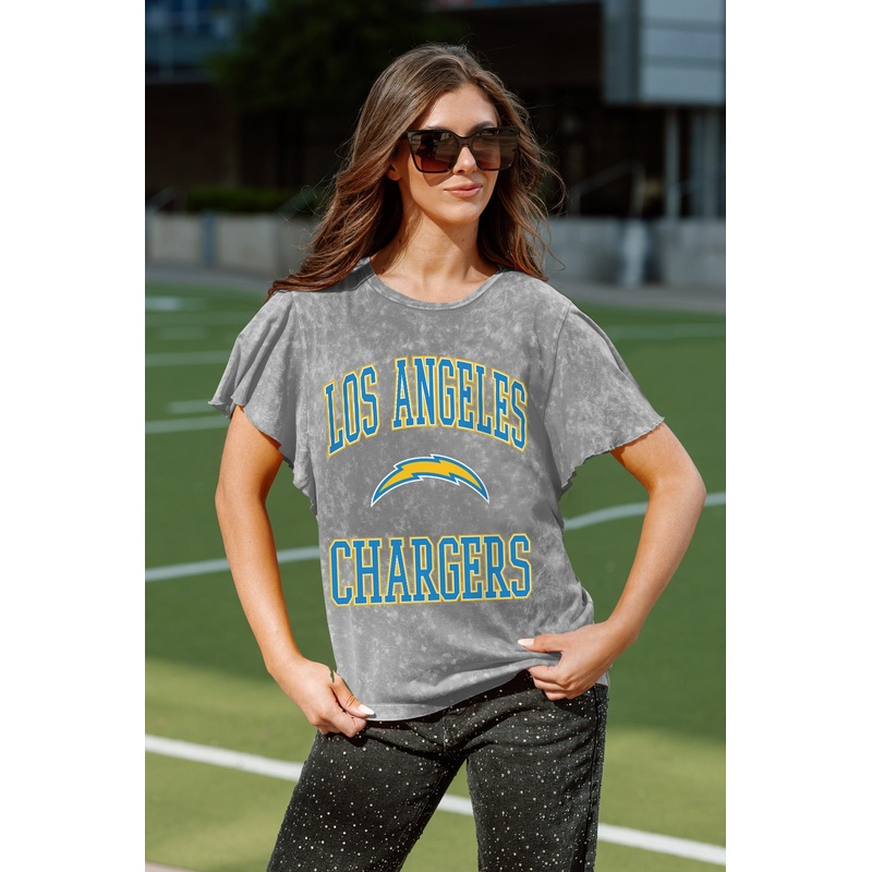 LOS ANGELES CHARGERS VICTORY MODE FLUTTER SLEEVE TEE IN GREY