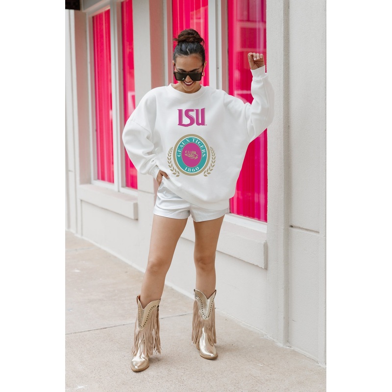 LSU TIGERS Goal Getter Fleece Drop-Shoulder Pullover