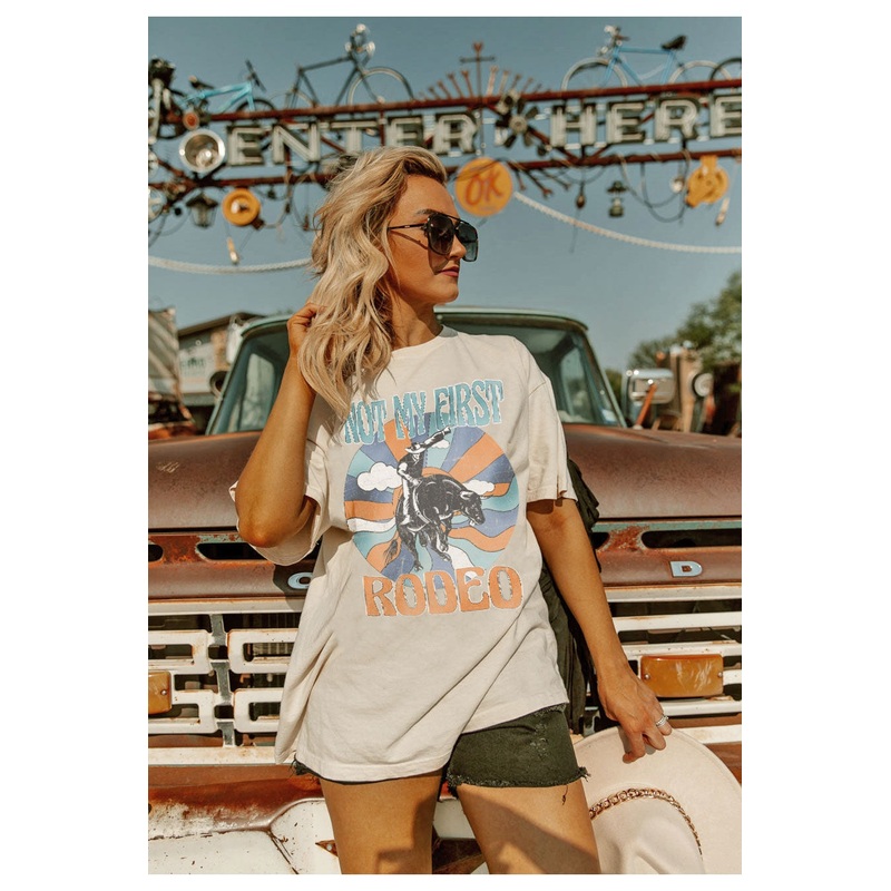 NOT MY FIRST RODEO  OVERSIZED VINTAGE WASH TEE