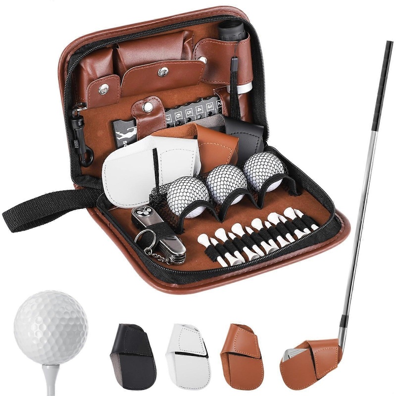 PremiumGolfAccessoriesSet with rangefinder, bag, tees, golf balls and pitchfork for ladies and gentlemen