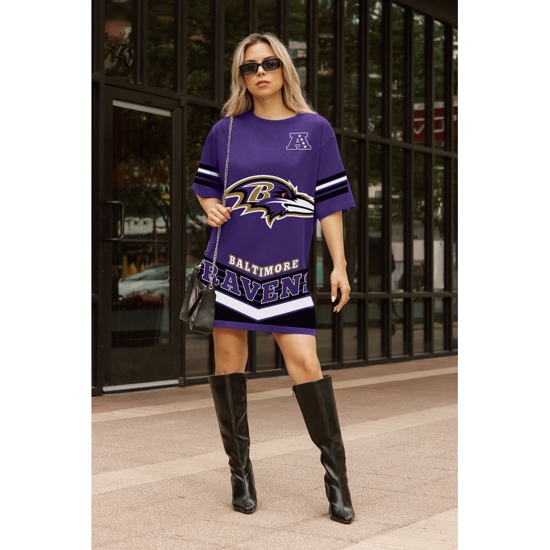 BALTIMORE RAVENS PERFECT SCORE RETRO T-SHIRT DRESS