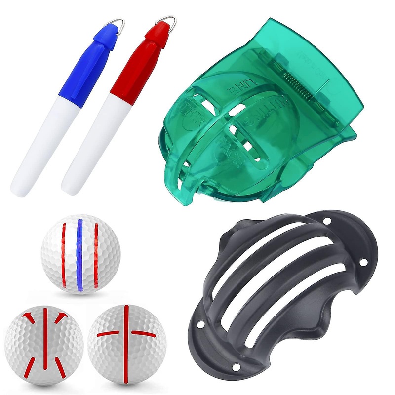 Golf Ball Tri-line Golf Alignment Kit With Marker Pen Triple Track Putter Stencil Marking Tools