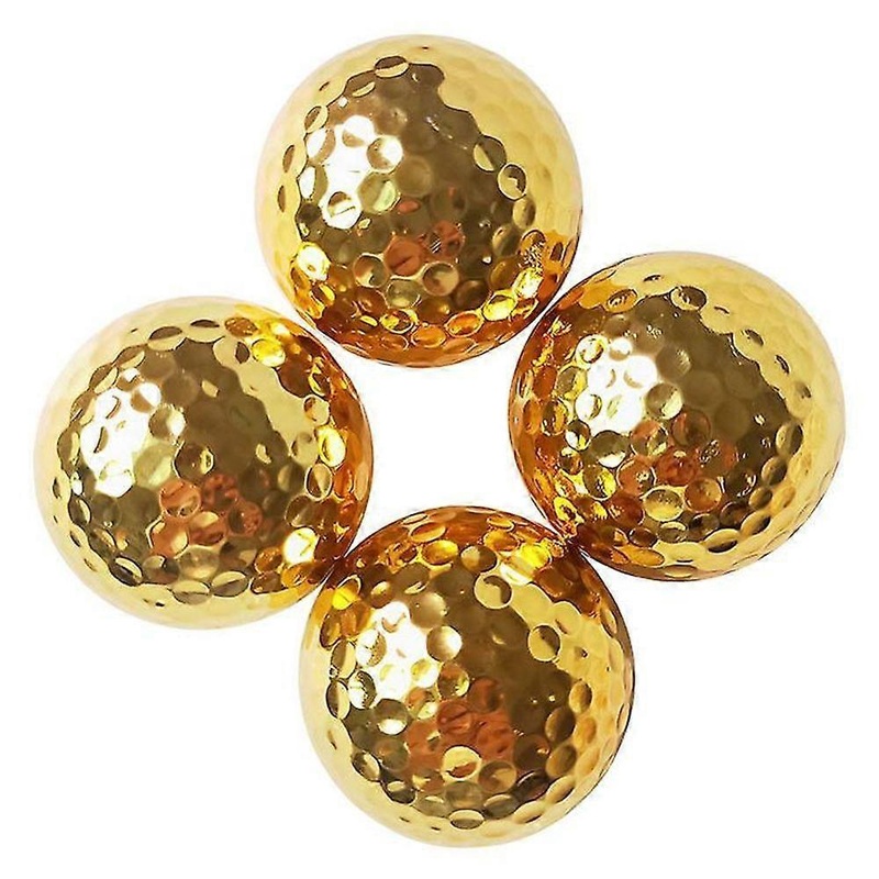 Hjyang 4pcs Golf Ball Portable Gold Plating Golf Ball Double-layer Construction Sports Practice IRX