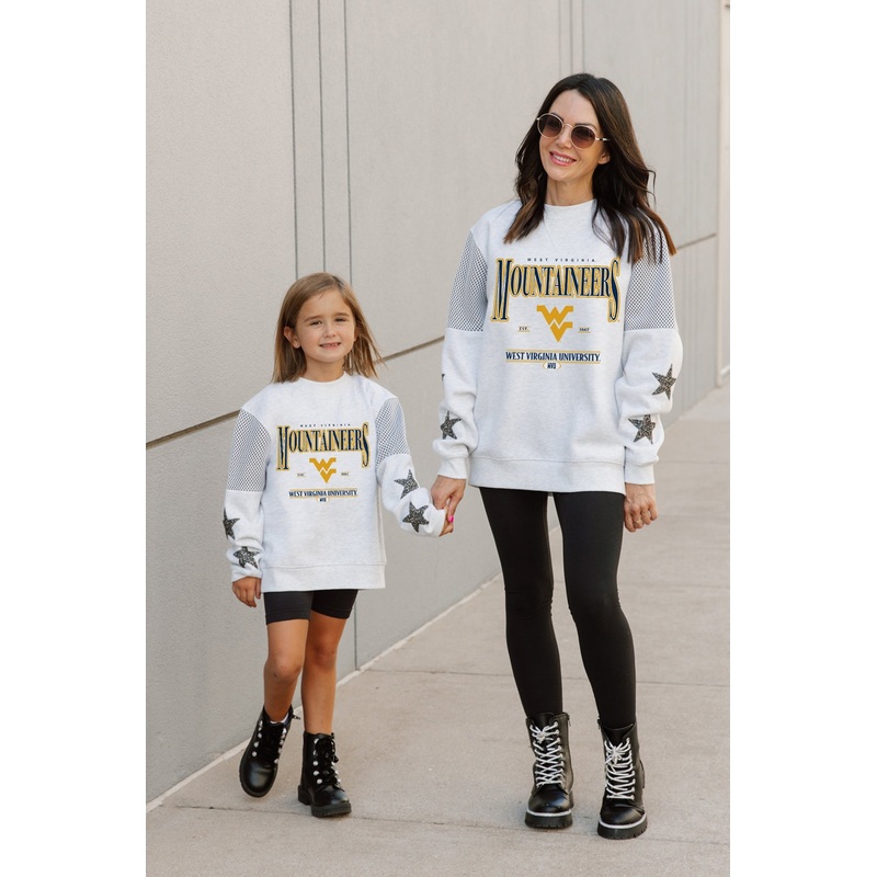 WEST VIRGINIA MOUNTAINEERS Dynamic Kid’s Embellished-Sleeve Sweatshirt