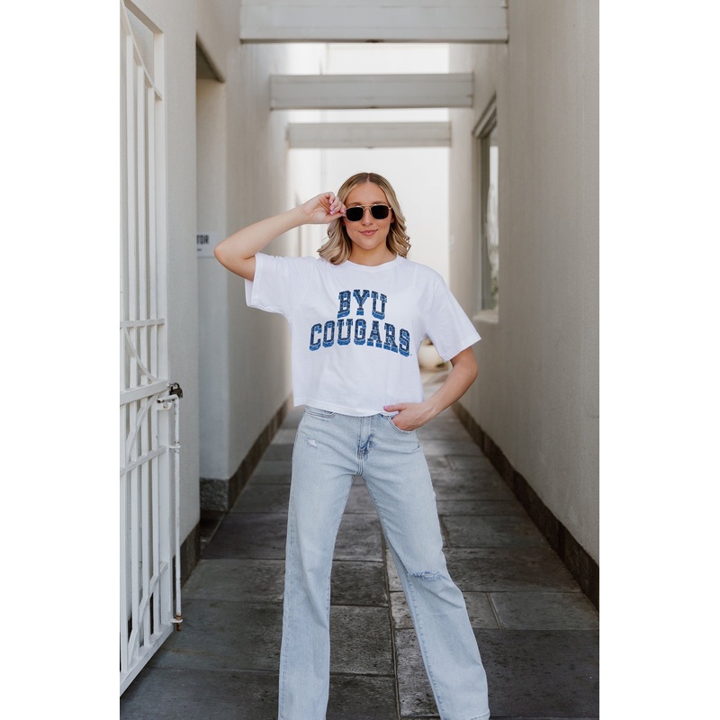 BYU COUGARS Claim To Fame Boxy-Fit Crop Tee