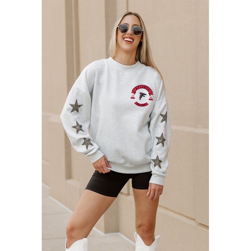 ATLANTA FALCONS Ready For It Star-Sleeve Crewneck Pullover