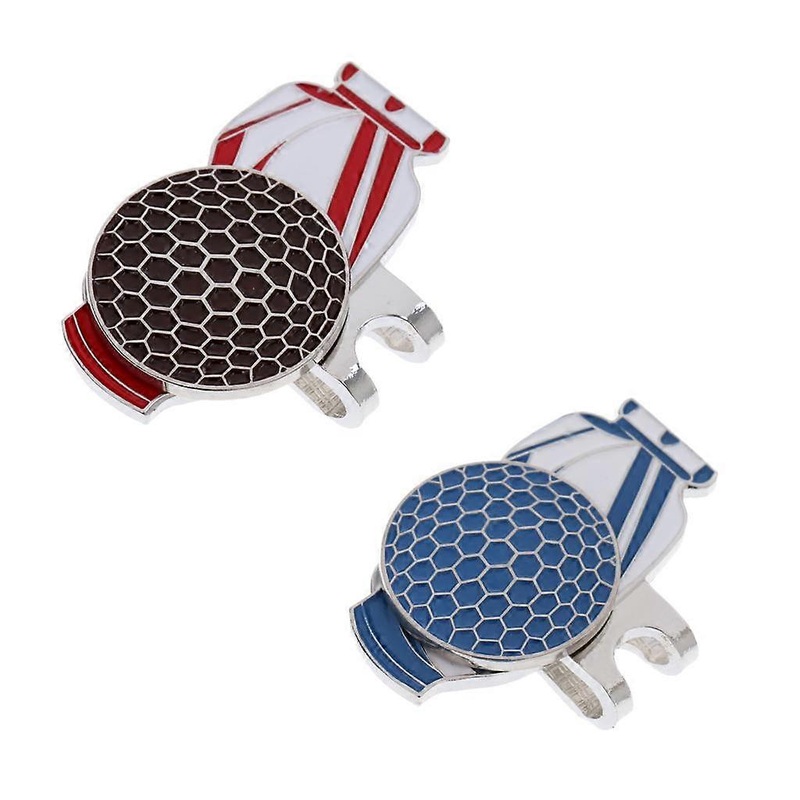 Fashion Golf Bag Pattern Hat Clip Magnetic with Golf Ball Marker, Pack of 2