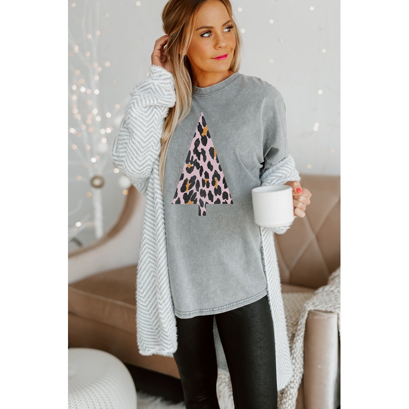 HOLIDAY SPARKLE FADED WASH PULLOVER IN GREY