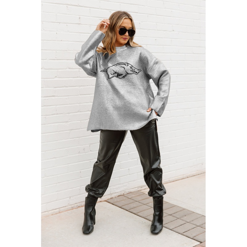 ARKANSAS RAZORBACKS Shine Down Oversized Metallic Sweater