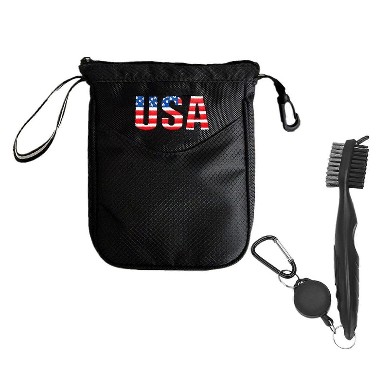 Golf Pouch Bag with Golf Brush, Golf Ball Zipper Handbag for Golf Accessories
