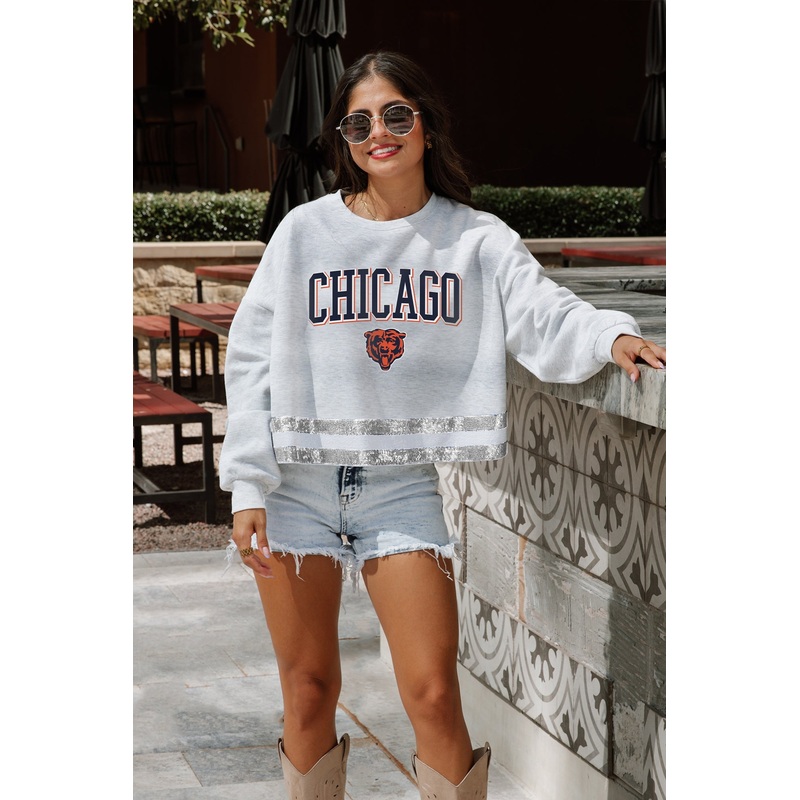 CHICAGO BEARS Pass The Shine Long-Sleeve Metallic-Stripe Top