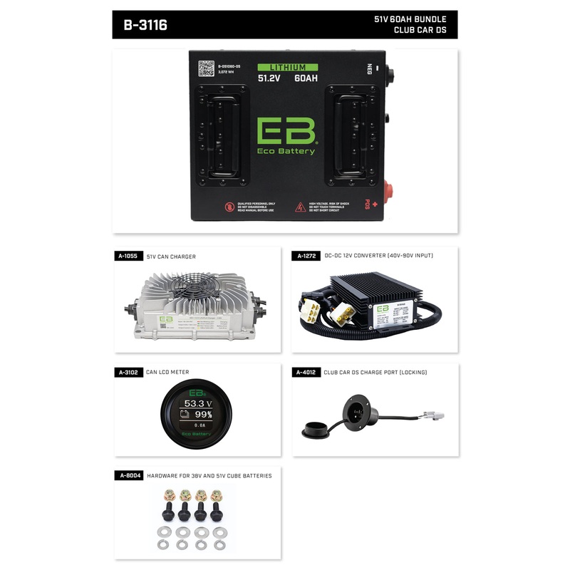 Club Car DS Eco Lithium 51V 60Ah Battery Bundle – Cube