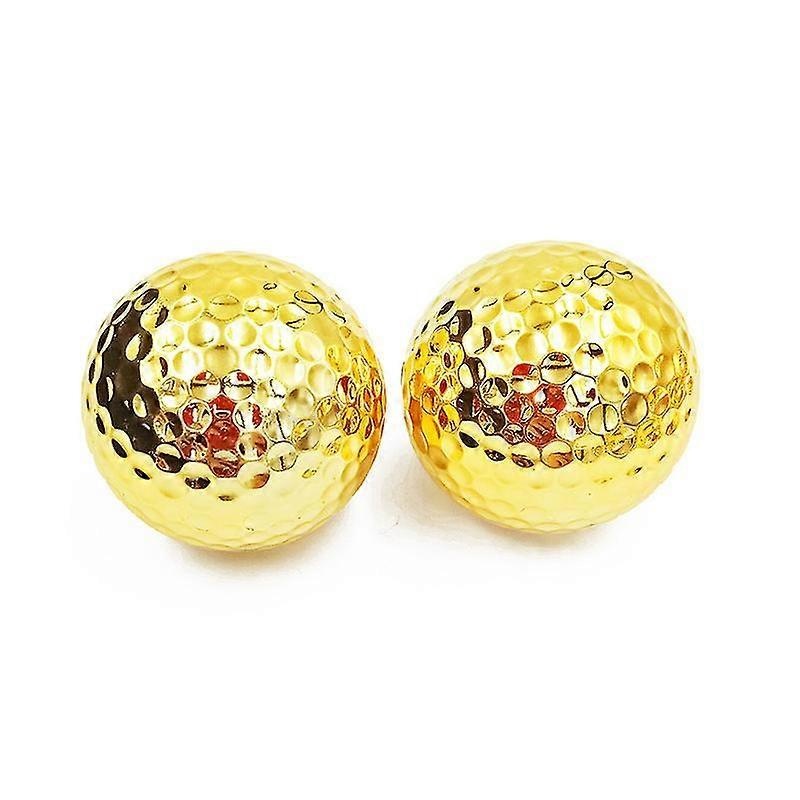 Golf Ball Portable Gold Plating Golf Ball Double-layer Construction Sports Practice Driving Range Balls(2pcs, Gold)