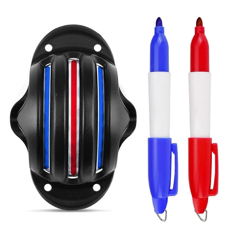Golfball Marker Tool HXQ007  Waterproof Quick-Drying Golf Line Marker with 2 Pens  Clear Alignment Aid for Golf Enthusiasts