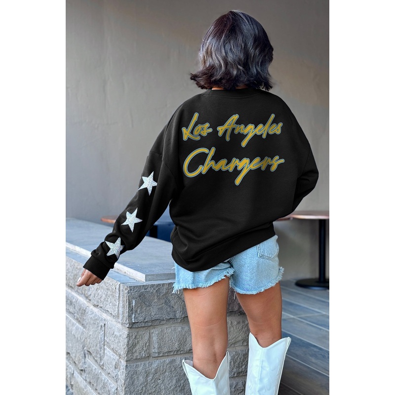 LOS ANGELES CHARGERS RADIANT ERadiant Energy Star-Sleeve Crewneck Pullover