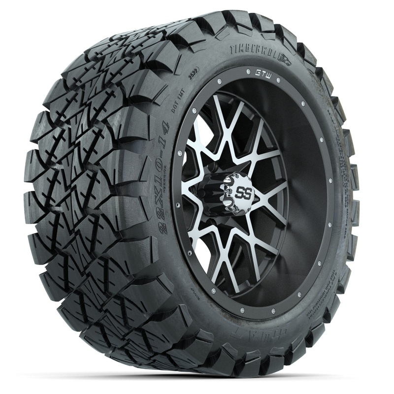 Set of (4) 14 in GTW Vortex Wheels with 22×10-14 GTW Timberwolf All-Terrain Tires PN# A19-491