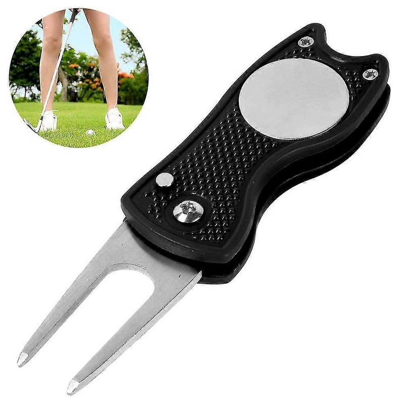 All Metal Foldable Golf Divot Tool With Pop-up Button & Magnetic