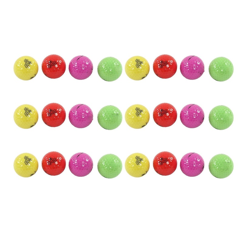 24Pcs Golf Ball Set Rubber Colorful Good Resilience 2 Layer Golf Ball for Women Entry Level Players B153