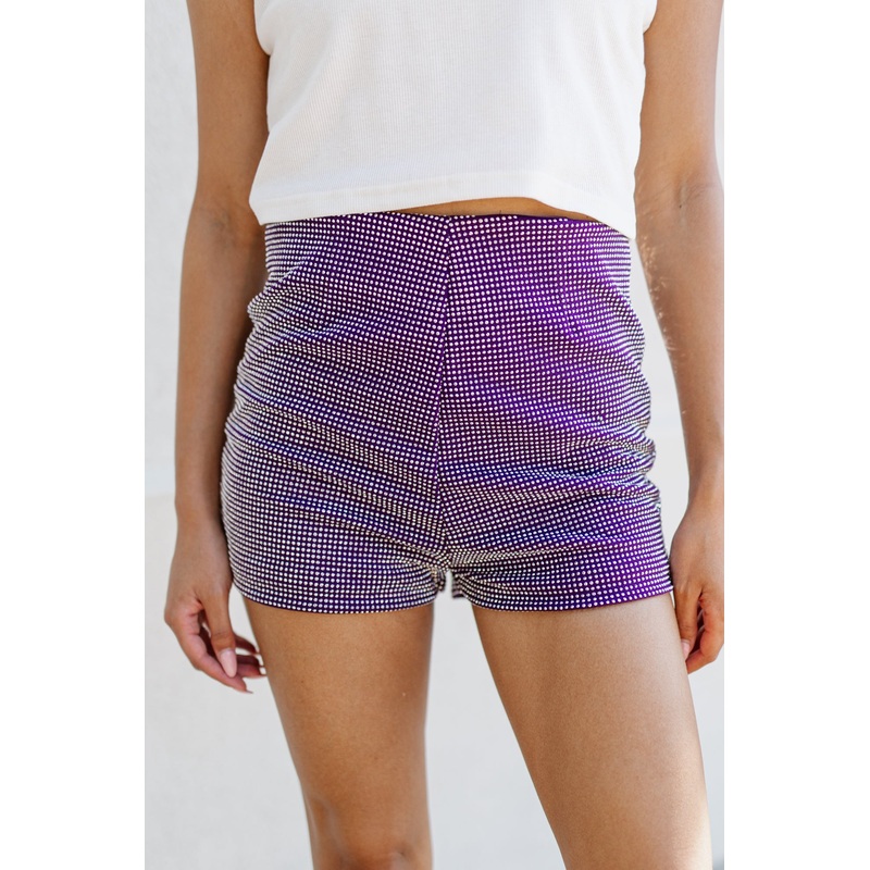 GLITZY GAMEDAY SHORTS IN PURPLE
