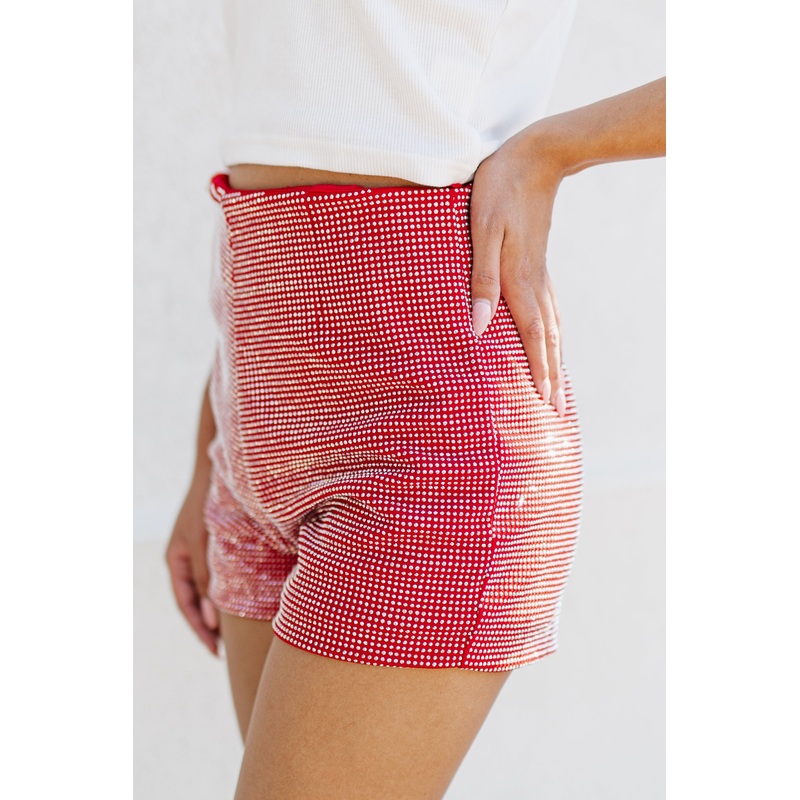 GLITZY GAMEDAY SHORTS IN RED|SMALL|MEDIUM|LARGE